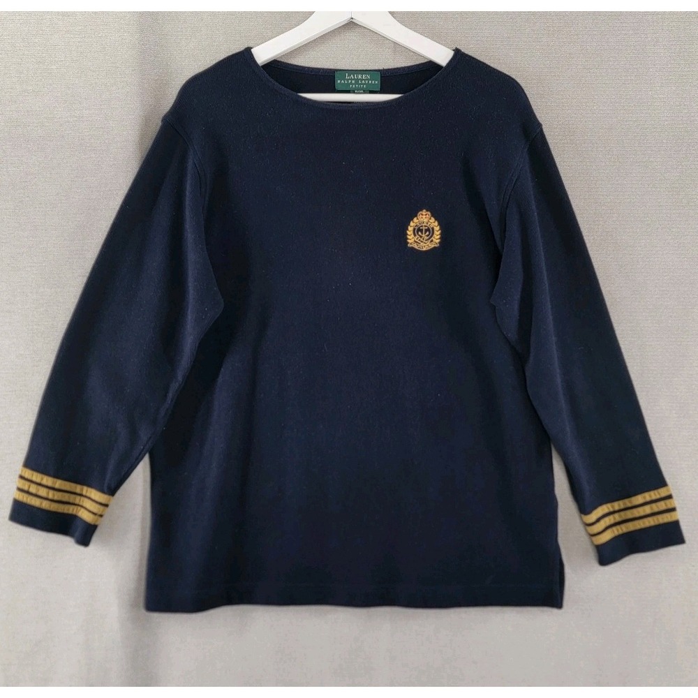 Lauren Ralph Lauren Sweater Vtg Crest Old Money Preppy Pullover Sz Medium Petite